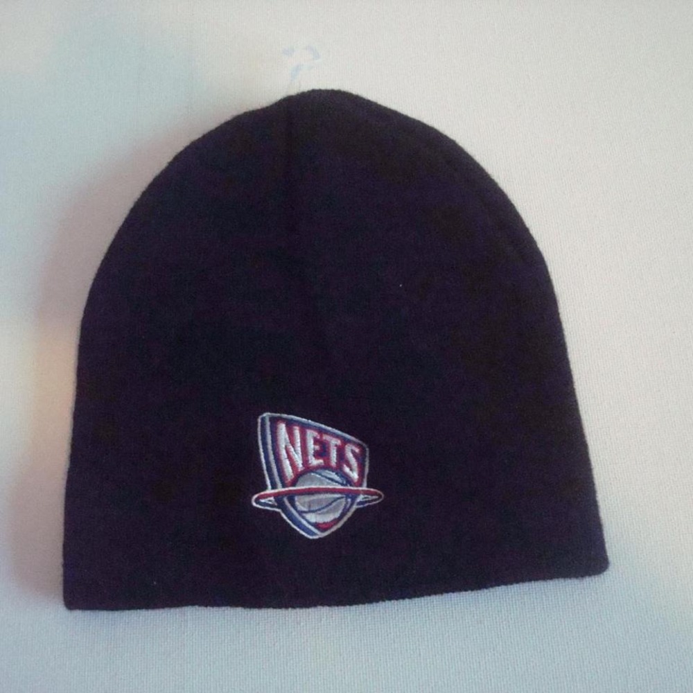 NEW JERSEY NETS BEANIE KNIT TOBOGGAN 00S Y2K HAT CAP VINTAGE G5